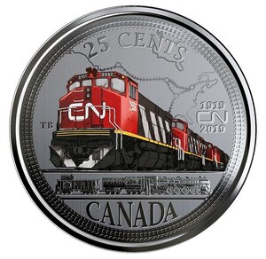 Pièce de monnaie 25 Cents Canada Compagnie des chemins de fer nationaux du Canada 2019 BU