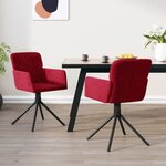 vidaXL Chaises pivotantes à manger lot de 2 Rouge bordeaux Velours