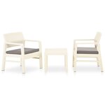 vidaXL Salon de jardin 3 Pièces avec coussins Plastique Blanc