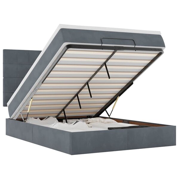 vidaXL Cadre de lit ottoman avec matelas gris foncé 140x200 cm velours