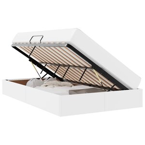 vidaXL Lit avec rangement et matelas avec matelas 2 Pièces Blanc Cuir