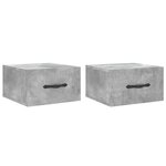 vidaXL Tables de chevet murales 2 Pièces gris béton 35x35x20 cm
