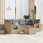 vidaXL Salon de jardin avec coussins 7 Pièces beige résine tressée
