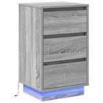 vidaXL Cabinet de chevet avec LED grise Sonoma 39x34.5x65 cm en bois d'ingénierie