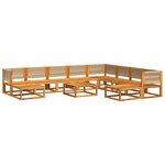 vidaXL Ensemble de canapés de jardin 11 pièces avec coussins en bois d'acacia et corde