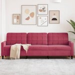 vidaXL Canapé à 3 places Rouge bordeaux 210 cm Velours