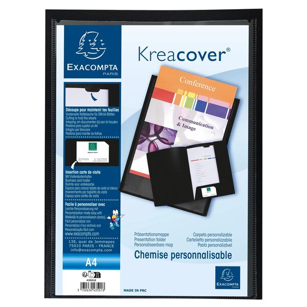 Chemise De Présentation Polypropylène Souple Krea Cover - A4 - Noir - X 30 - Exacompta
