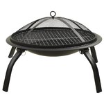 vidaXL Foyer et barbecue avec tisonnier 2 en 1 56x56x49 cm Acier