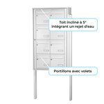 Bloc collectif Leabox  2x4  grade 3  simple face  Extérieur  fixation sur pieds à sceller  Blanc neige  RAL 9016 finition brillante