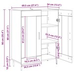 vidaXL Buffet Chêne noir 69 5 x 34 x 90 cm Bois d'ingénierie