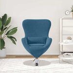 vidaXL Fauteuil œuf Bleu 63 x 73 x 90 cm Velours
