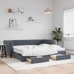 vidaXL Lit de jour avec gigogne et tiroirs gris foncé 90x190cm velours