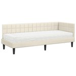 vidaXL Cadre de lit d'angle avec matelas 2 Pièces Crème Velours