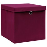 vidaXL Boîtes de rangement et couvercles 10 Pièces 28x28x28cm Rouge foncé