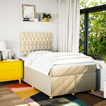vidaXL Sommier à lattes de lit avec matelas Crème 120x200 cm Tissu