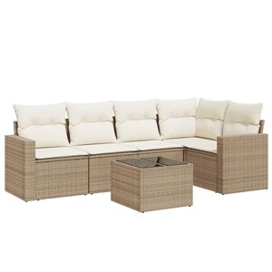 vidaXL Salon de jardin avec coussins 6 Pièces beige résine tressée