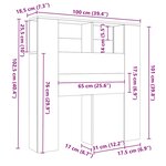 vidaXL Armoire de tête de lit Noir 100x18 5x102 5 cm