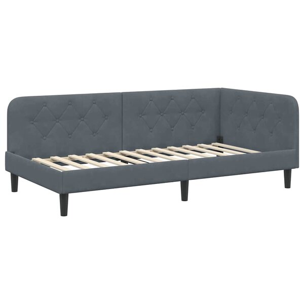vidaXL Cadre de lit d'angle Gris foncé 100 x 200 cm Velours