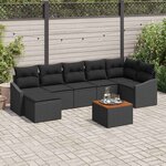 vidaXL Ensemble de canapé de jardin 8 Pièces Noir