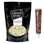 Palets de chocolat blanc de couverture 1 kg + 1 Stylo chocolat