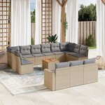 vidaXL Salon de jardin avec coussins 14 Pièces beige résine tressée