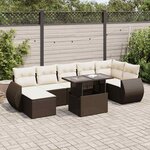vidaXL Salon de jardin 8 Pièces avec coussins marron résine tressée