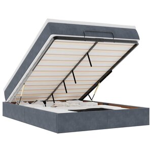 vidaXL Cadre de lit ottoman avec matelas gris foncé 140x200 cm velours