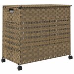 vidaXL Panier à linge avec roulettes 66x35x60 cm résine tressée