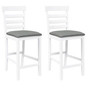 vidaXL Tabourets de bar avec coussins 2 Pièces blanc bois massif d'hévéa