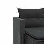 vidaXL Canapé de jardin 2 places avec tabourets noir résine tressée