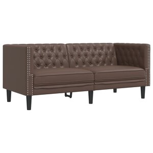 vidaXL Canapé à 2 places Chesterfield marron similicuir