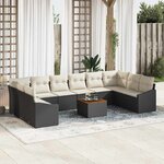 vidaXL Ensemble de canapé de jardin 11 Pièces Noir Poly rotin