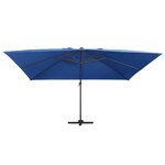 vidaXL Parasol déporté avec lumières LED Aluminium 400x300cm Bleu azur