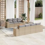 vidaXL Salon de jardin avec coussins 8 Pièces beige résine tressée