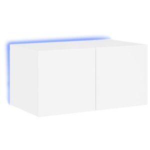 vidaXL Meuble TV mural avec lumières LED blanc 60x35x31 cm