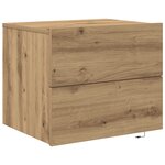 Table de chevet vidaXL avec LED en chêne artisanal 50x39x41 cm