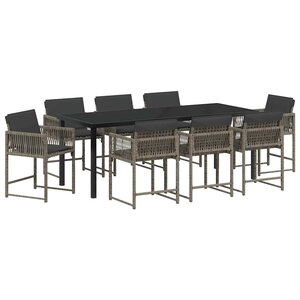 vidaXL Ensemble de salle à manger pour jardin 9 Pièces Gris polyrotin