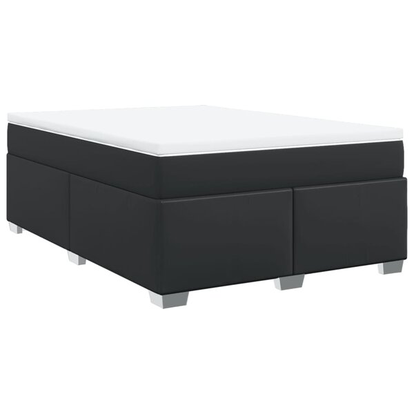 vidaXL Sommier à lattes de lit avec matelas Noir 140x190 cm Similicuir