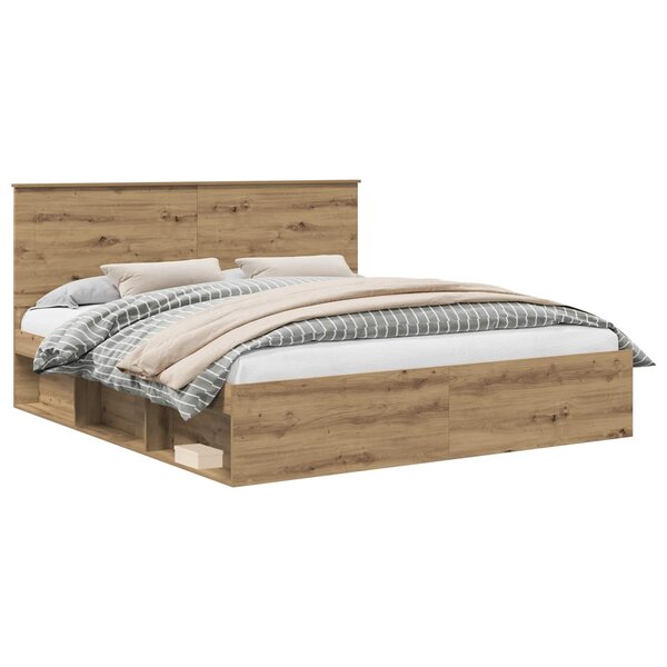 vidaXL Cadre de lit Chêne artisan 180 x 200 cm Pin massif