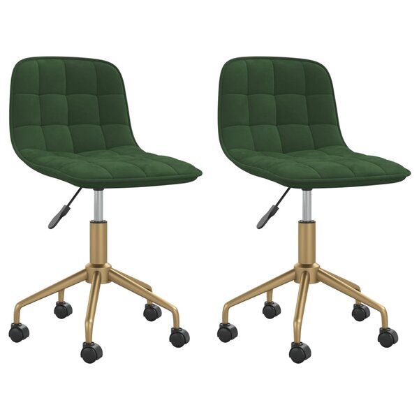 vidaXL Chaises pivotantes à manger lot de 2 vert foncé velours