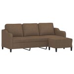 vidaXL Canapé à 3 places avec repose-pieds Marron 180 cm Tissu
