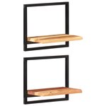 vidaXL Étagères murales 2 Pièces 40x24x35 cm Bois d'acacia et acier
