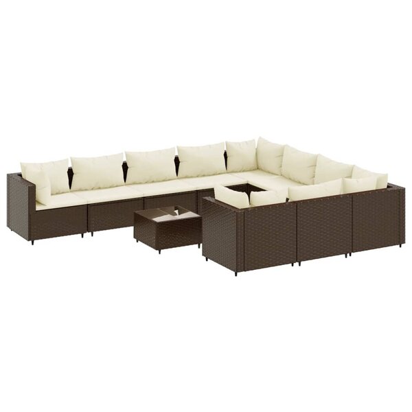 vidaXL Salon de jardin et coussins 11 Pièces marron résine tressée
