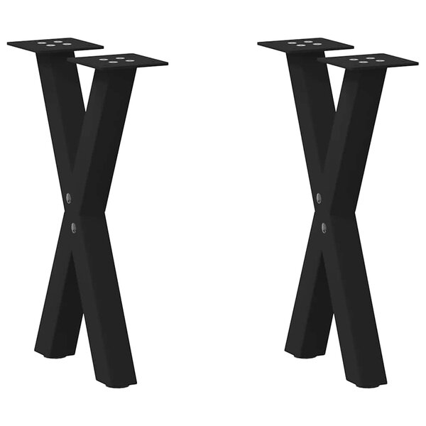 vidaXL Pieds de table basse en forme de X  2 pièces  noir  28 x (42-43) cm  acier