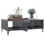 vidaXL Table basse gris brillant 103 5x60x35 cm bois d'ingénierie