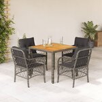 vidaXL Ensemble à manger de jardin 5 Pièces coussins gris résine tressée