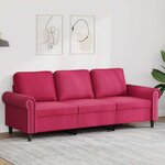 vidaXL Canapé à 3 places Rouge bordeaux 180 cm Velours