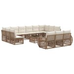 vidaXL Ensemble de canapé de jardin 14 Pièces Beige et blanc crème