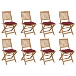vidaXL Chaises pliables d'extérieur avec coussins 8 Pièces Bois d'acacia