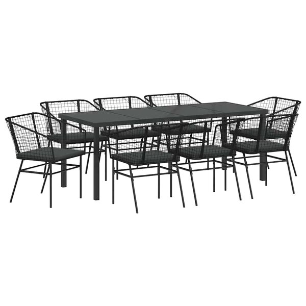 vidaXL Ensemble de salle à manger pour jardin 9 Pièces Noir polyrotin